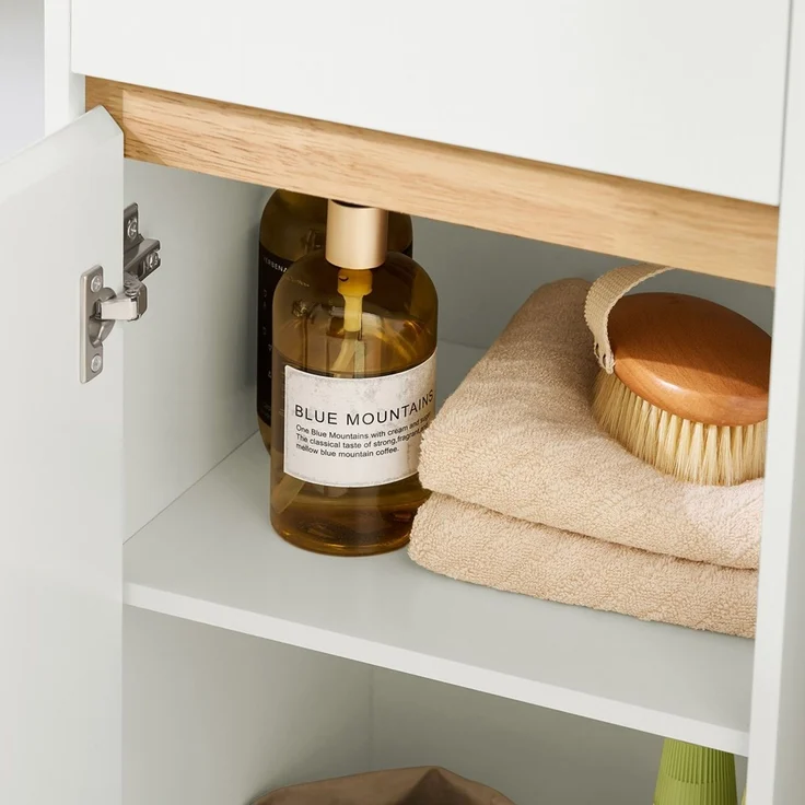 SoBuy BZR80-W Badezimmer-Hochschrank, MDF, Lackiert, Weiß, 70 x 170 x 37 cm – Bild 5