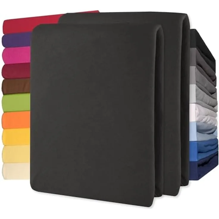 CelinaTex Jersey Spannbettlaken Lucina 200x200-200x220 cm schwarz 100% Baumwolle gekämmt bis 26cm Matratzenhöhe Oeko-TEX
