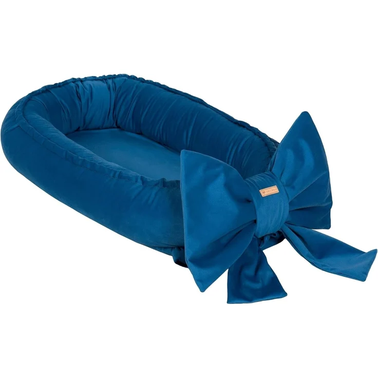 Kuschelnest Babynest Babynestchen Nestchen Reisebett Wickelauflage mit Schleife (Farbe: dunkelblau) – Bild 1