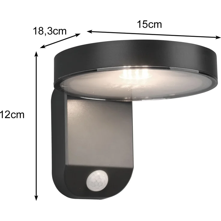 LED Solar Wandleuchte 2er Set Außenleuchten mit Bewegungsmelder in Anthrazit – Bild 3