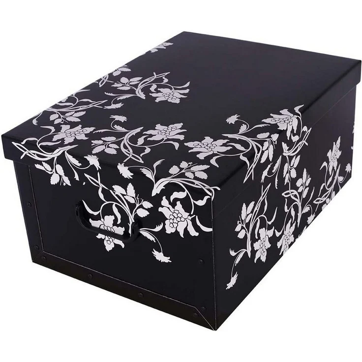 Kreher Aufbewahrungsbox Aufbewahrungsbox, Dekokarton - Motiv: Blumen Barock, Schwarz – Bild 4