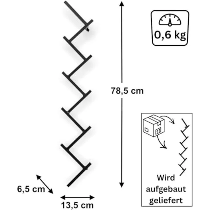 DanDiBo Tassenhalter Wand Metall Hakenleiste mit 10 Haken 96280 Schwarz 80 cm Tassenhaken Küche Becherhalter Tassenständer Tassenregal Wandmontage – Bild 2