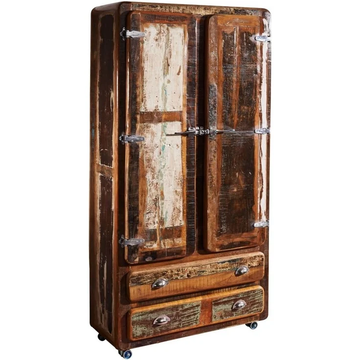 Schrank Altholz 90x38x185 mehrfarbig lackiert FREEZY #39 – Bild 1