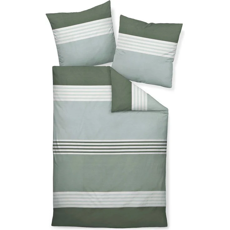 Janine Bettwäsche Mako-Satin 31147, Mako-Satin, 2 teilig, aus 100% Baumwolle, Bettwäsche ab Größe 135x200 cm, Streifen – Bild 1