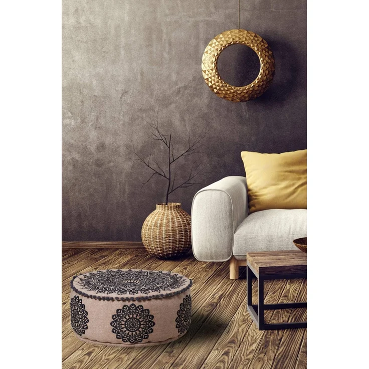 Marrakesch Orient & Mediterran Interior Pouf Orientalische Pouf Hocker Sitzpuff Deko Aziza Schwarz (1-St), Handarbeit – Bild 2