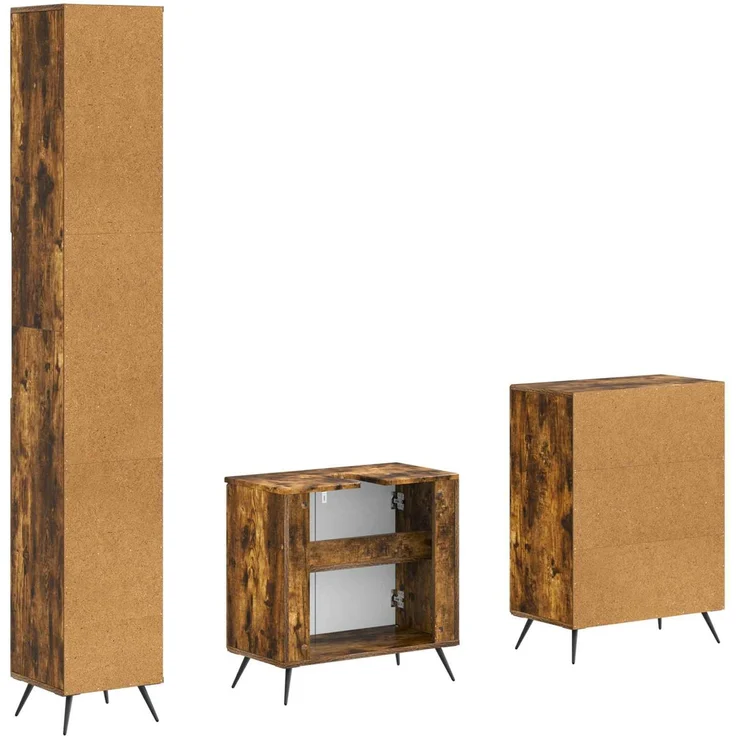 vidaXL 3-teiliges Badezimmer-Schranksystem BREDA Raucheiche 3417482 – Bild 6