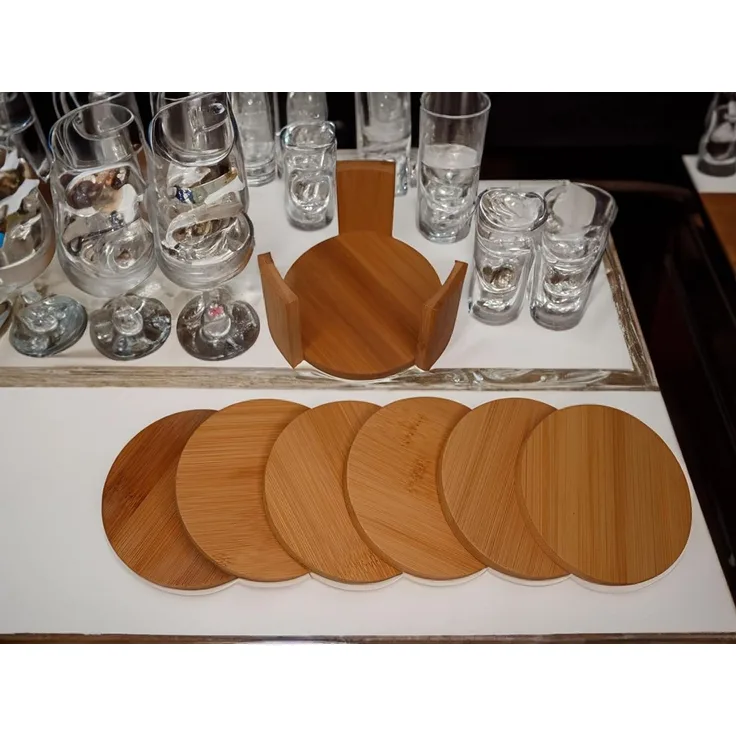 hausleben Glasuntersetzer rund, 11,5 x 11,5 x 7 cm, Bambus, 12-tlg, umweltfreundlich, Natur