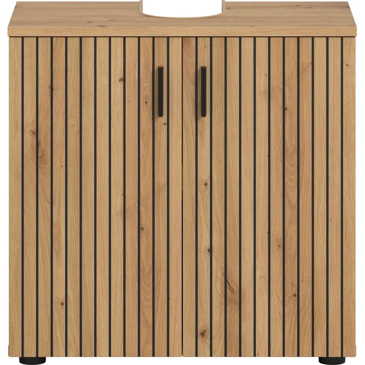 Waschbeckenunterschrank B/H/T: 60x59x30 cm in Artisan Oak Nachbildung und -- – Bild 2