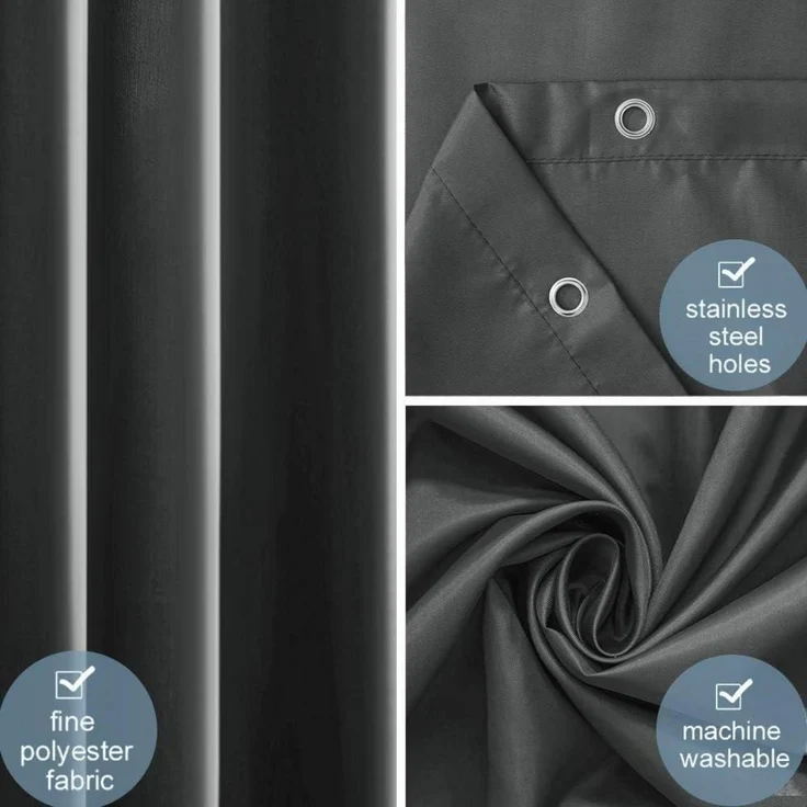 Duschvorhang 120x180 Textil Polyester Wasserabweisend Schimmelresistent Grau – Bild 3