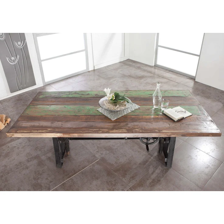 Esstisch Altholz höhenverstellbar 240x100x75-105 mehrfarbig lackiert INDUSTRIAL #25 – Bild 2