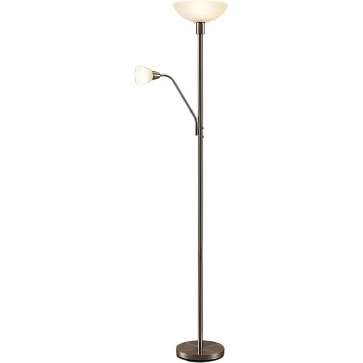 Lindby Stehlampe Jost, LED, Metall, Alu IP20, 1 x 15 W LED E27 + 1 x 8 W LED E14