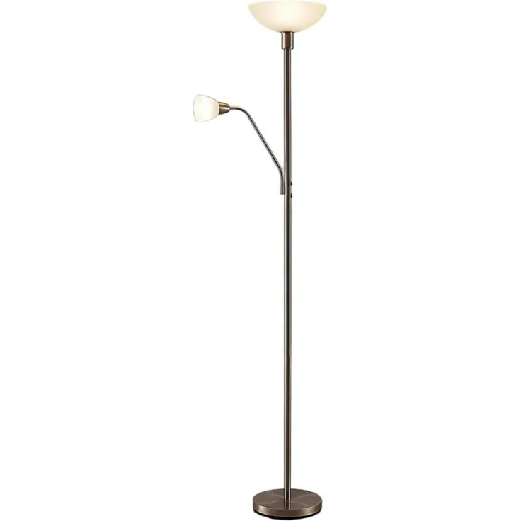 Lindby Stehlampe Jost, LED, Metall, Alu IP20, 1 x 15 W LED E27 + 1 x 8 W LED E14