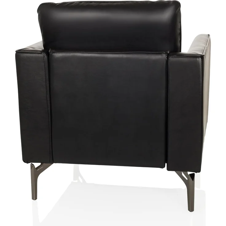 hjh OFFICE Loungesessel 1-Sitzer BAVERO Kunstleder Polsterstuhl Sessel für Wohnzimmer Bar Empfangsbereich, Relaxsessel gepolstert, Schwarz – Bild 7