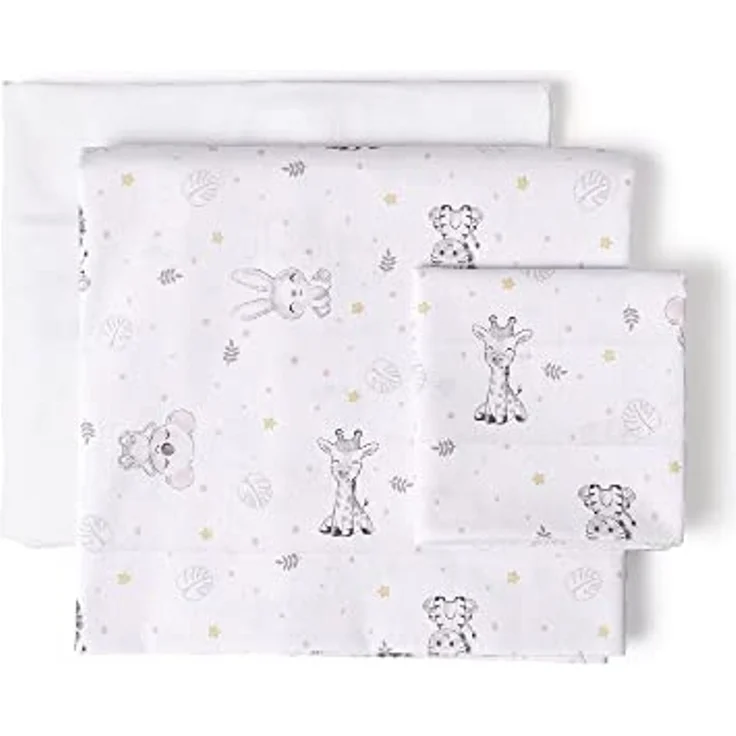 Bettlaken-Set für Babybett KOALA in Weiß rosa· 100% Baumwolle · 3- Teilig Bettwäsche-Set für Babywiege – Bild 1