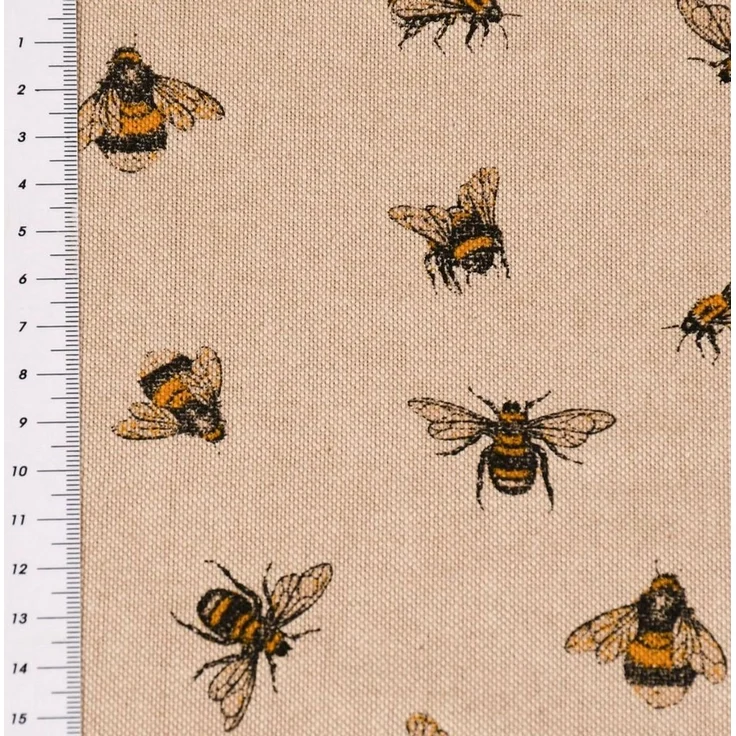 SCHÖNER LEBEN. Tischläufer Tischläufer Bee Buzzing Bienen Hummeln natur gelb, handmade – Bild 4