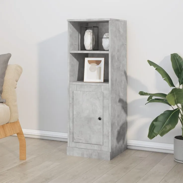 Highboard, BuffetSchrank, Büroschrank Betongrau 36 x 35,5 x 103,5 cm Holzwerkstoff