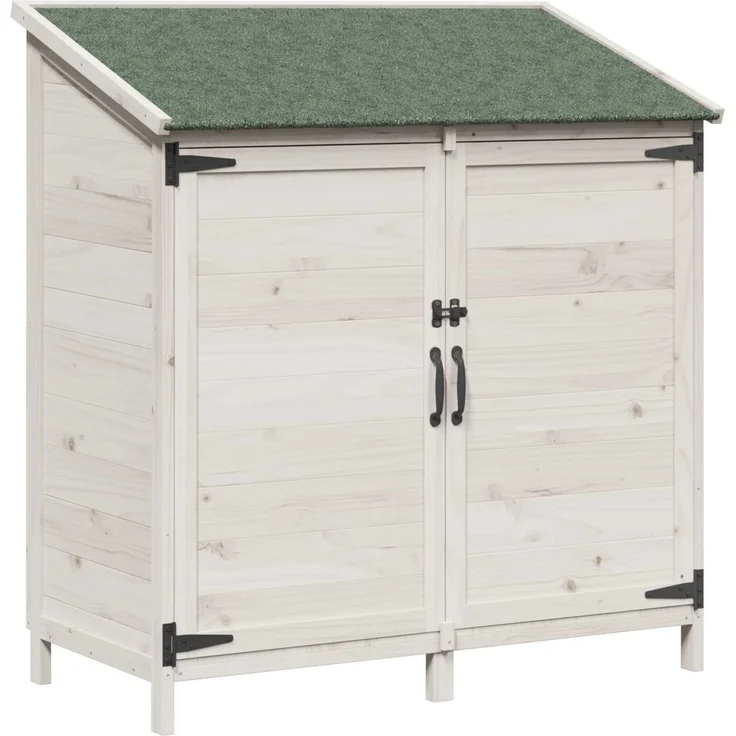 vidaXL Gartenschuppen Weiß 106,5 x 56 x 113,5 cm Massivholz aus Fichte 42033441 – Bild 2