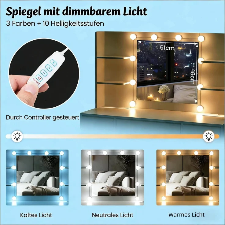 Moderner Stil Make-up Tisch,Bürotisch mit verschiedenen Speicher Dpace,Schreibtisch (nur mit Make-up-Tisch)--Weiß--110x40x140cm--YOUDENOVA – Bild 6