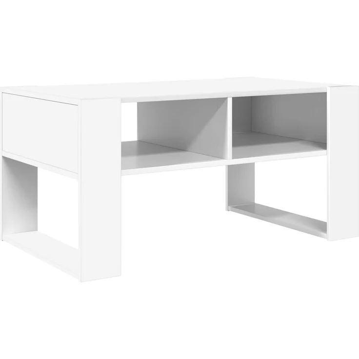 Couchtisch Sofatisch, mit Speicher Weiß 92 x 53 x 45 cm Holzwerkstoff d308e – Bild 1
