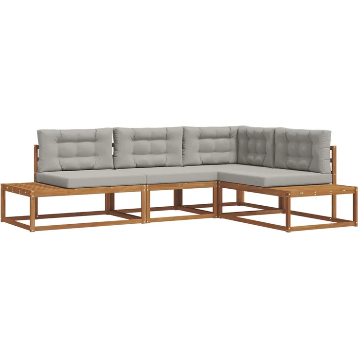 vidaXL Outdoor-Sofagarnitur 4 stk. 4-Sitzer Natur und Hellgrau 3368134 – Bild 2