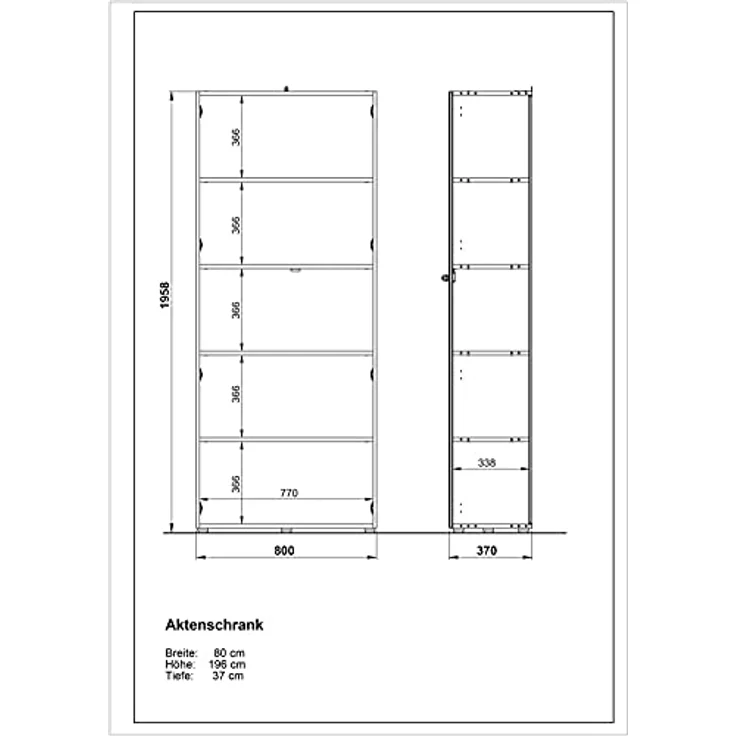 Germania Aktenschrank 4204-242 GW-Monteria, in Navarra-Eiche-Nb./Weiß, mit Glasauflage, 80 x 196 x 37 cm (BxHxT) – Bild 4