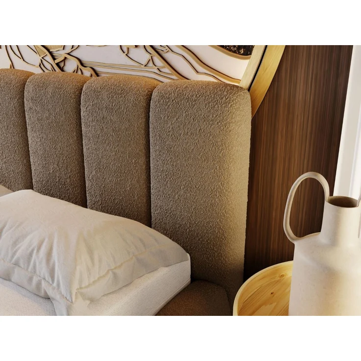GRAINGOLD Cloud Bett 160x200, Polsterbett mit Bettkasten, Bouclé-Stoff, mit Kopfteil, Braun – Bild 7