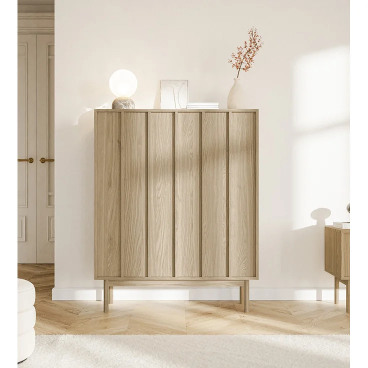 Selsey 'Neksto' Highboard 2-türig, Eichenholzoptik, ca. 124 x 100 x 40 cm – Bild 2