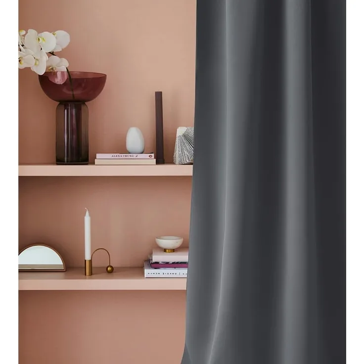 ROOM99 Vorhang mit Kräuselband Laurel 180x250 cm Breite x Höhe Schiebegardinen Curtain Wohnzimmer Schlafzimmer für Schinensystem Dunkelgrau, 1 Stück