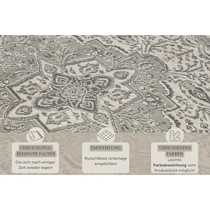 XXXL Flachwebeteppich Terrain, Grau, rechteckig 120x170 cm, Oeko-Tex® Standard 100, für Fußbodenheizung geeignet, pflegeleicht, strapazierfähig – Bild 3