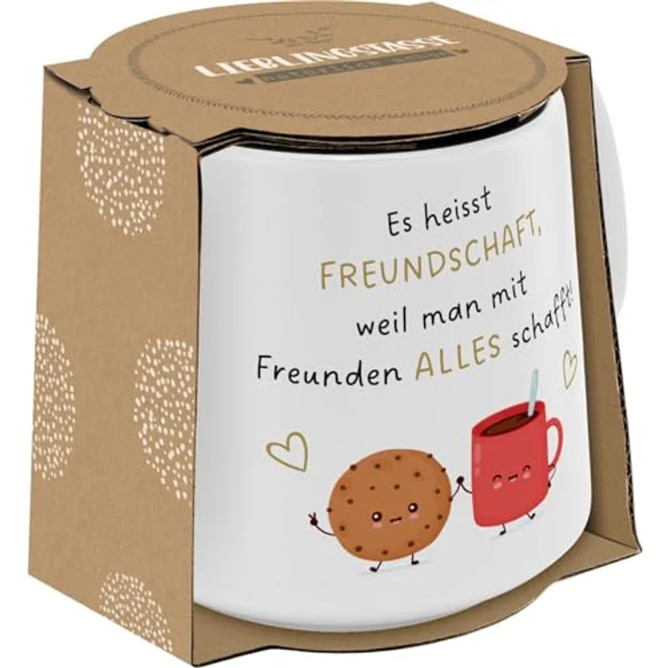 GRUSS & CO Tasse konisch mit Motiv "Freundschaft" | Steinzeug, 43 cl, Kaffeebecher | Geschenk für Freund, Freundin, natürlich schön | 74643 – Bild 5