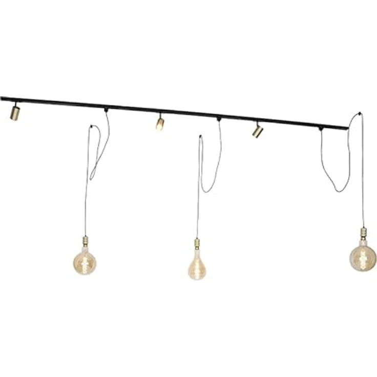 QAZQA Modernes Schienensystem Komplettset, 3-flammiger Deckenspot mit GU10 Fassung, dimmbar, Schwarz und Gold, für Wohnzimmer, Esszimmer und Büro – Bild 1