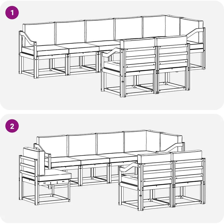 vidaXL Outdoor-Sofagarnitur mit Kissen 8 pcs Natur und Beige 3366586 – Bild 7