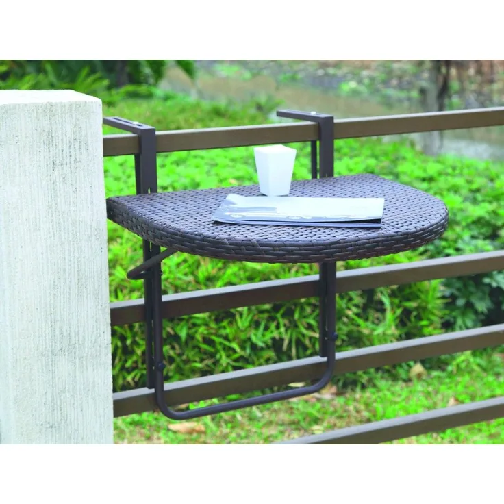 Balkontisch Hängetisch Agra 60 x 50 cm Polyrattan Farbe Coffee