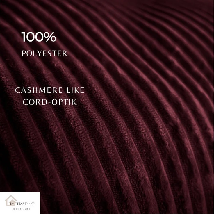 Plüsch Bettwäsche in Cord-Optik Wendebettwäsche mit Reißverschluss Anthrazit-Bordeaux 200x220 cm – Bild 3