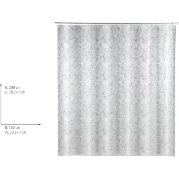 WENKO SAMOA Duschvorhang 180 x 200 cm, Weiß/Grau – Bild 3