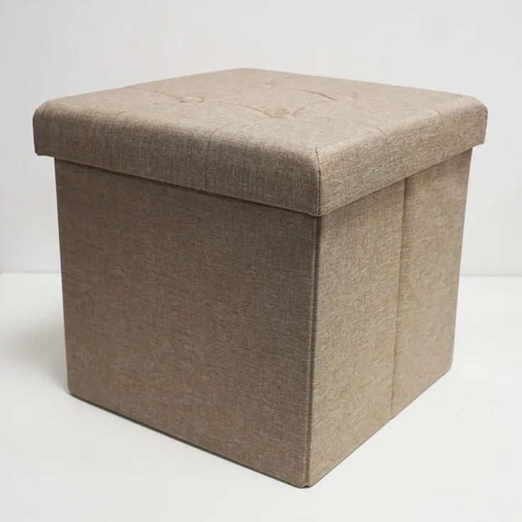 style home Sitzhocker mit Stauraum faltbare Sitzwürfel (Sitztruhe aus Leinen), gepolstert Sitzbank Fußhocker für Wohnzimmer Schlafzimmer – Bild 4