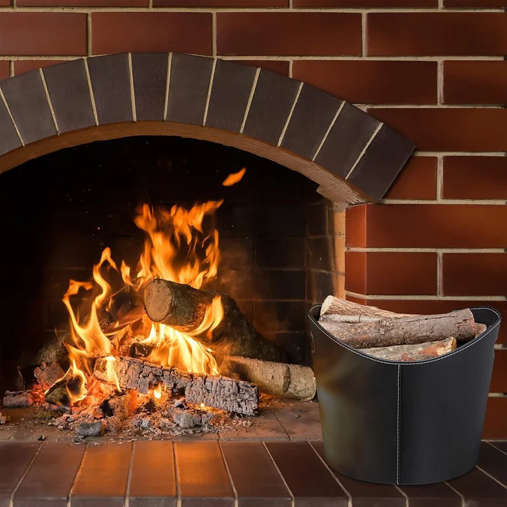 Kaminholzkorb Kunstleder schwarz 10028790_59 – Bild 3