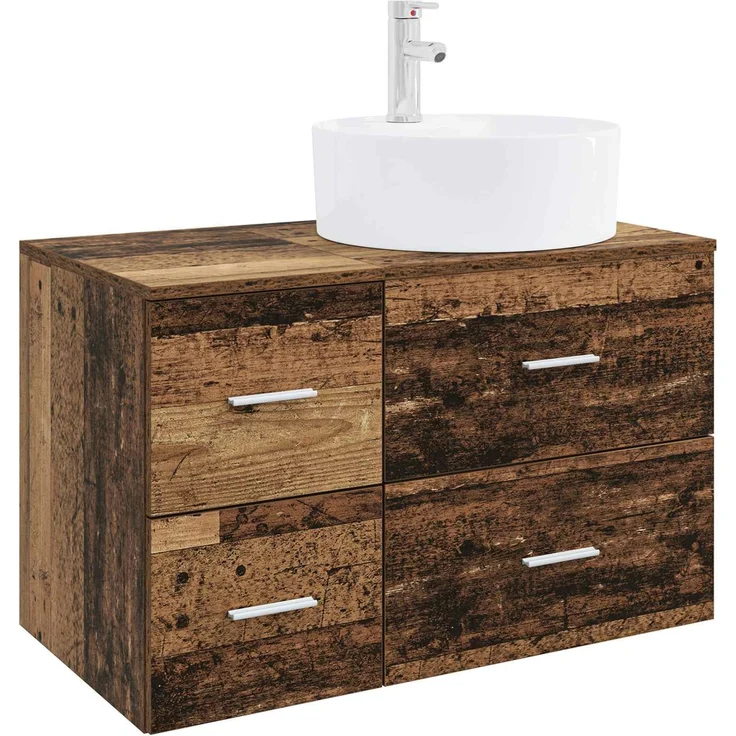 vidaXL Badezimmerschrank-Set 2 stk. Altholz 79,5 x 44,5 x 82 cm 3403990 – Bild 2
