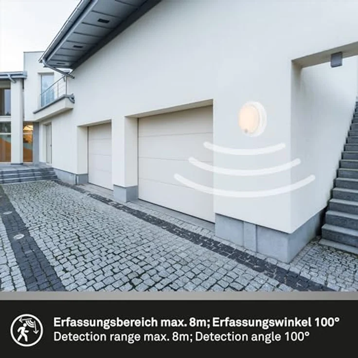 BRILONER – Außenlampe mit Bewegungsmelder, Wandlampe mit Akku, Wandleuchte ohne Stromanschluss, Aussenlampe Wand, Akku Lampe, Warmweißes Licht, Weiß, 170x55 mm (DxH) – Bild 7