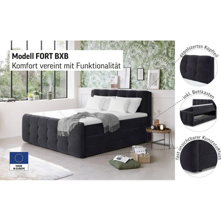 COTTA Boxspringbett Fort mit Bettkasten, inkl. Topper, erhältlich in verschiedenen Breiten (160cm, 180cm & 200cm) – Bild 3