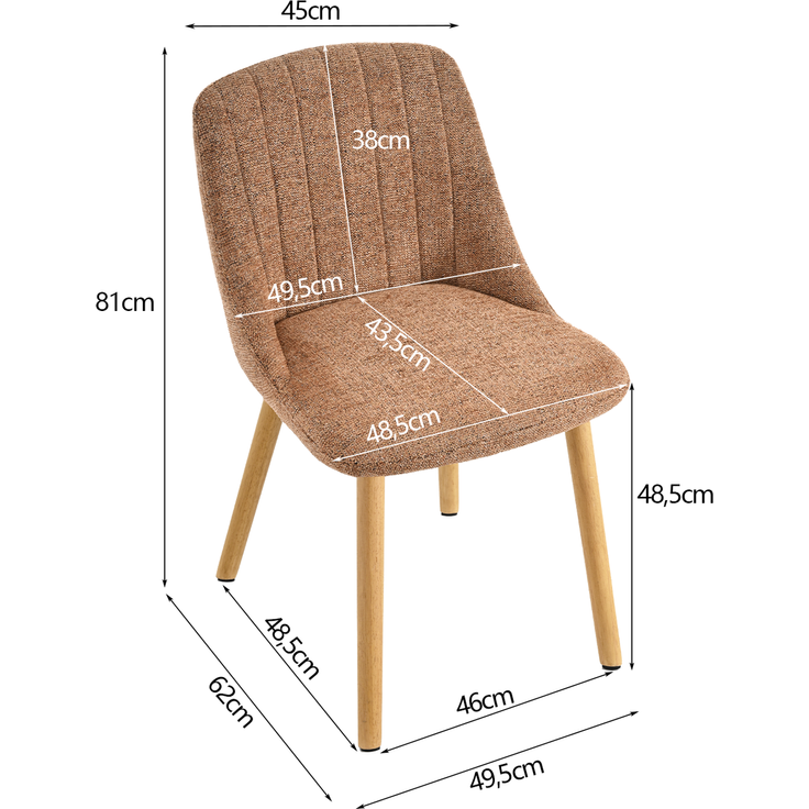 GOEURVANT 993 Esszimmerstühle 6er-Set, Chenille - Orange – Bild 7