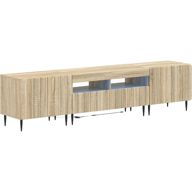 vidaXL 3-teiliges LED TV Regal ZWOLLE Sonoma-Eiche Holzwerkstoff 3416516 – Bild 2