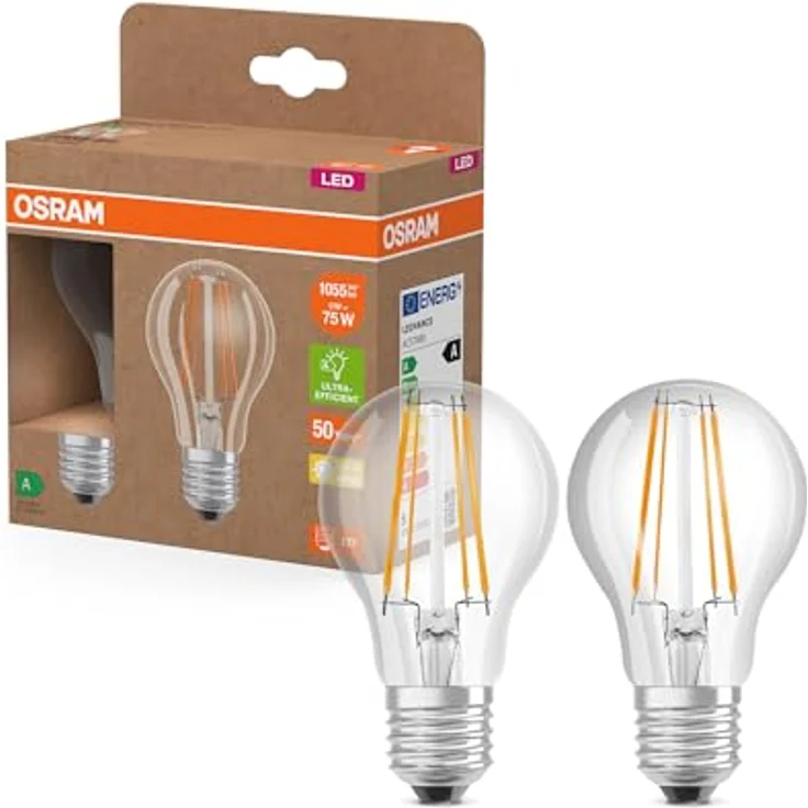 OSRAM LED Birne E27 Filament 5W, 2.700K, 1055lm, 2er-Pack – Bild 1