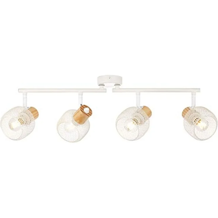 Brilliant Deckenstrahler Giada, ohne Leuchtmittel, 74 cm, 4 x E14, Köpfe schwenkbar, Metall/Holz, weiß/natur – Bild 1