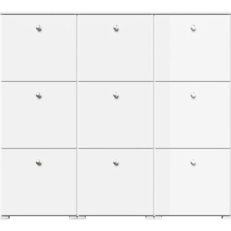 Schuhschrank XL Comfort 9 Klappen 36 Paar 157x141 cm Weiss-Weiss Hgl : Weissmatt / Weiss hochglanz – Bild 7