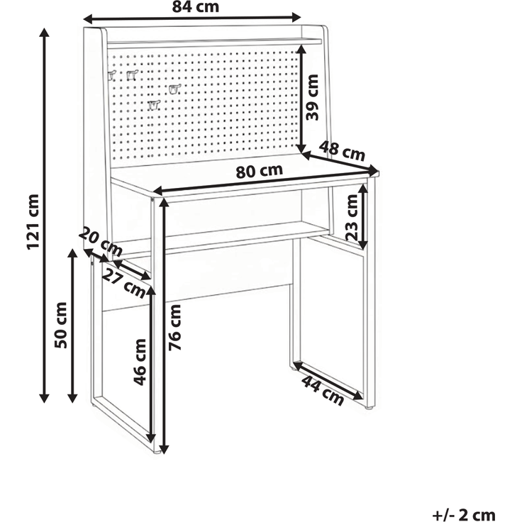 Schreibtisch mit Lochplatte BUXTON Weiß 84 cm 48 cm – Bild 2