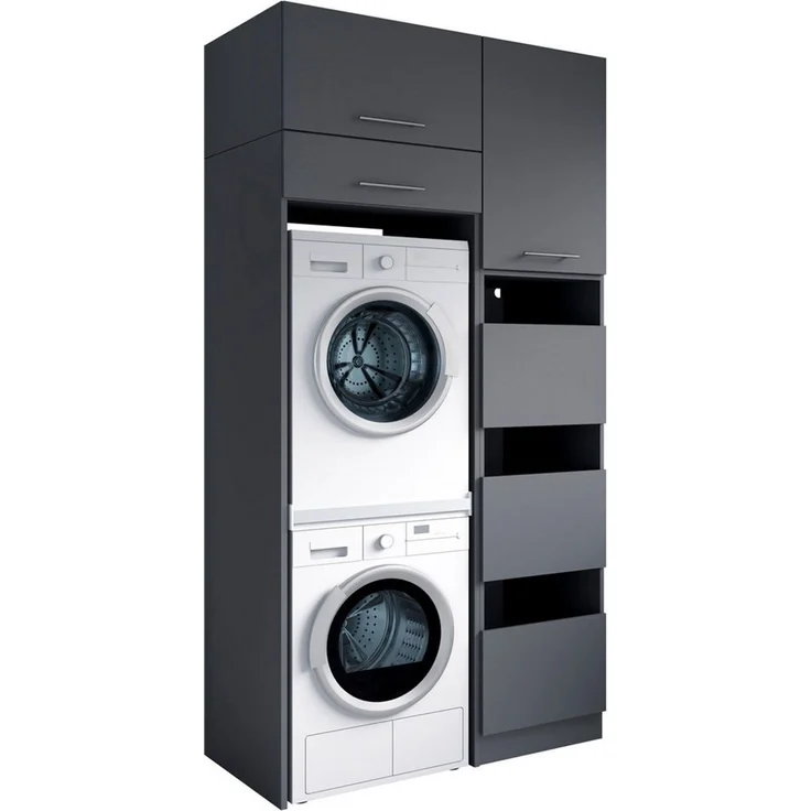 Laundreezy Mehrzweckschrank-Set Laundreezy, 4-tlg. Mehrzweckschrank-Set B/H/T 118/238/68 cm, (4-St), Breite 118 cm, Soft-Close-Funktion, höhenverstellbare Füße – Bild 5