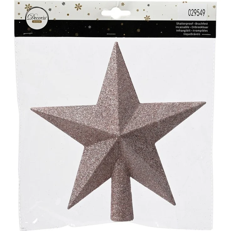 Kaemingk Christbaumspitze, Christbaumspitze Stern mit Glitzer 19cm Kunststoff, rosa – Bild 1