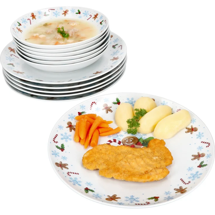 12tlg Tafelservice Candyman 6 Personen Essteller Suppenteller Weihnachten – Bild 2