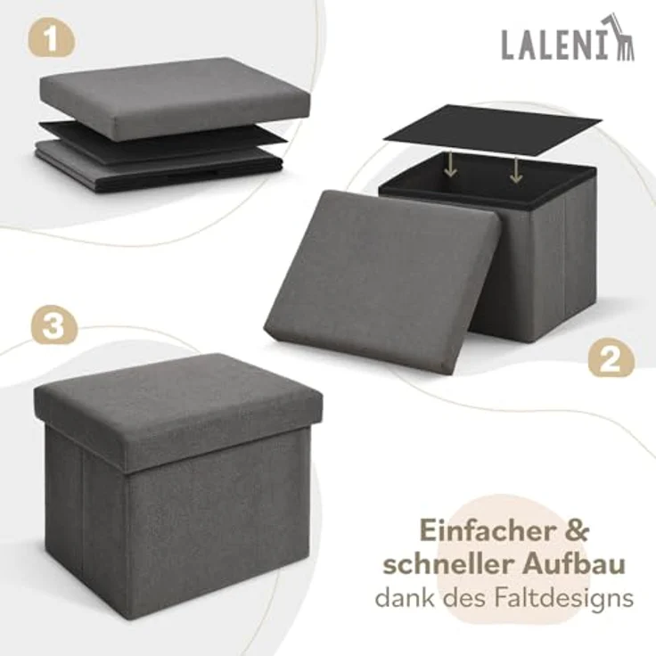 Laleni Sitztruhe Sitzbank mit Stauraum geräumig, Aufbewahrungsbox mit Deckel – Bild 7